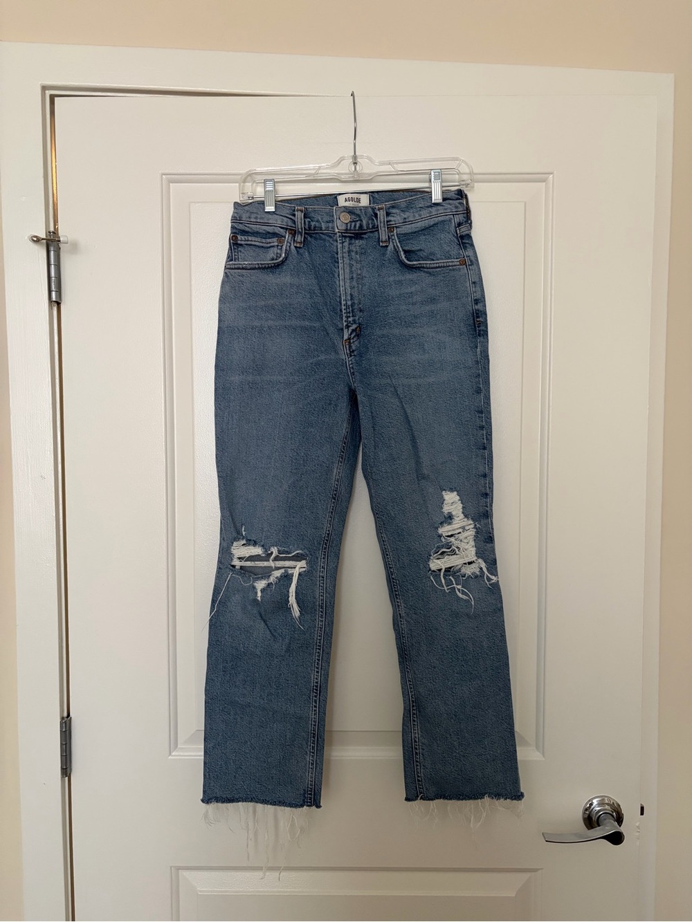 Agolde Blue Straight Leg Distressed Jeans size 27